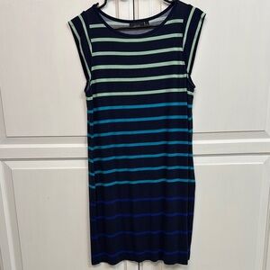 Apt. 9 Blue Striped Dress. Cap sleeve. Size M.
